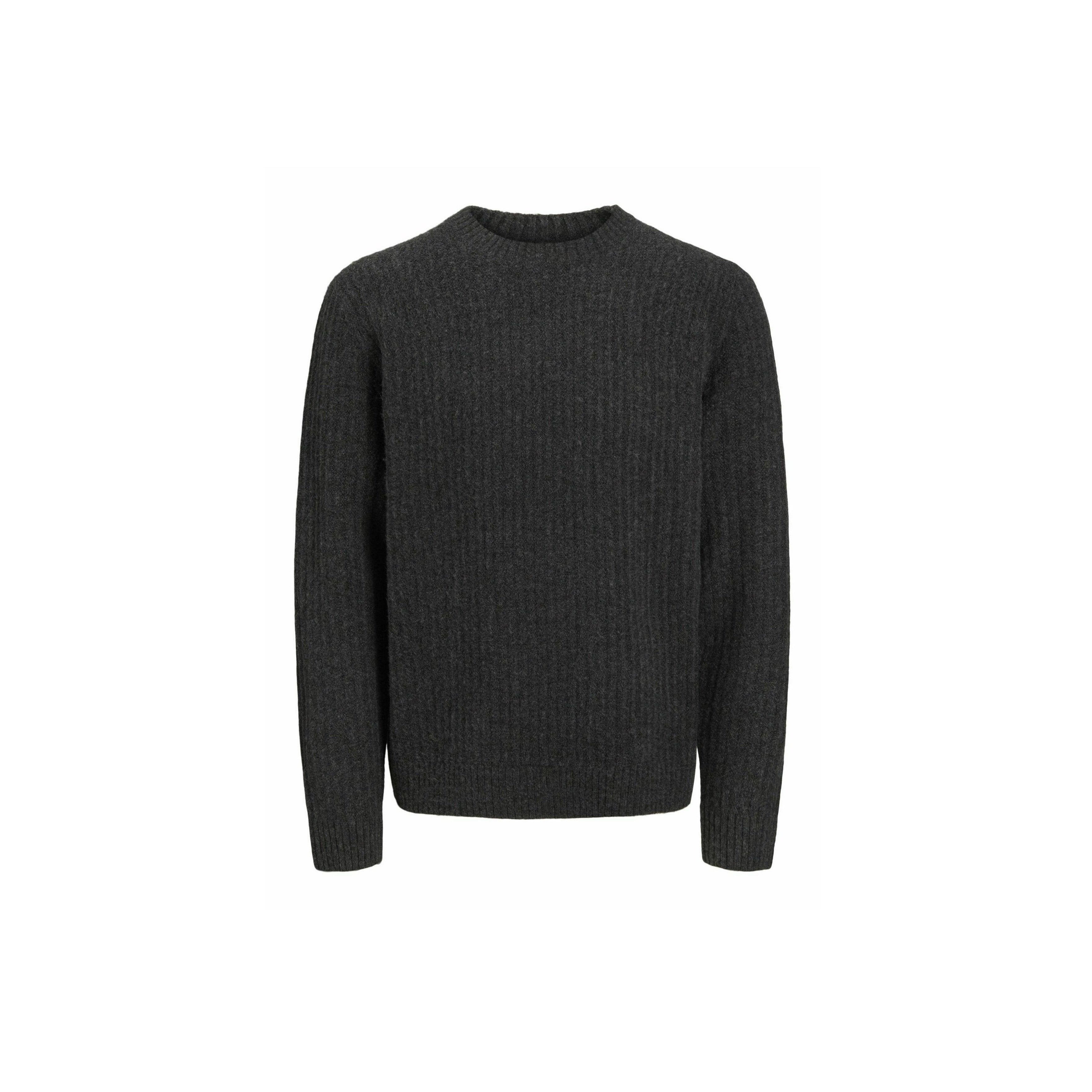 Jack & Jones PREMIUM Men's Dark Grey Melange Knit Crew Neck Jumper